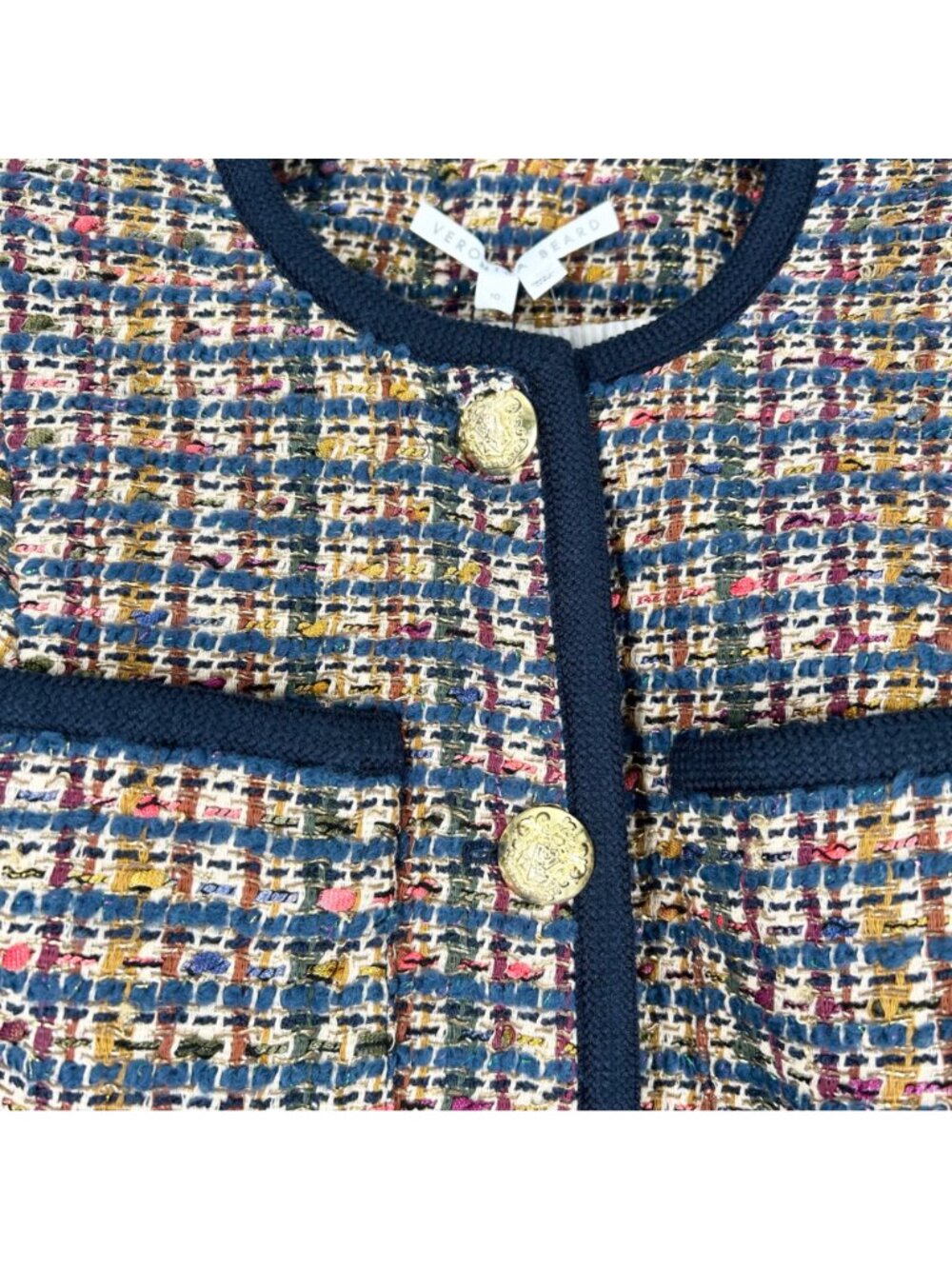 NWT Veronica Beard Lars Jacket in Camel/Blue Multi - Picture 4 of 13